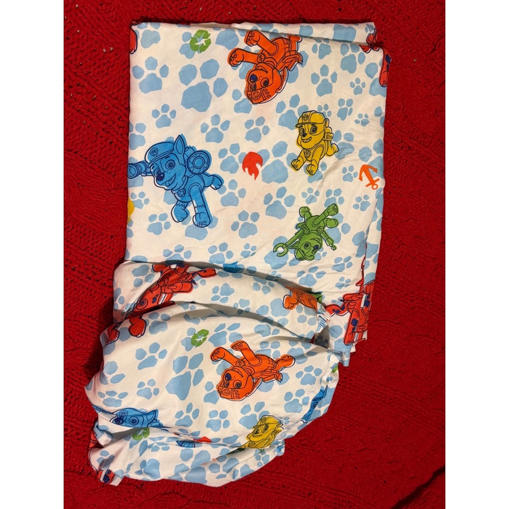 Nickelodeon Paw Patrol Toddler  Bed Sheet Set  Blue Paw Prints Pups Ployester